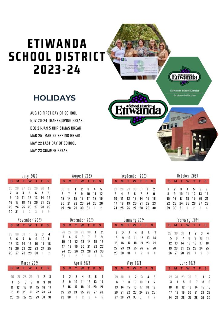 Etiwanda County School District Holiday Calendar