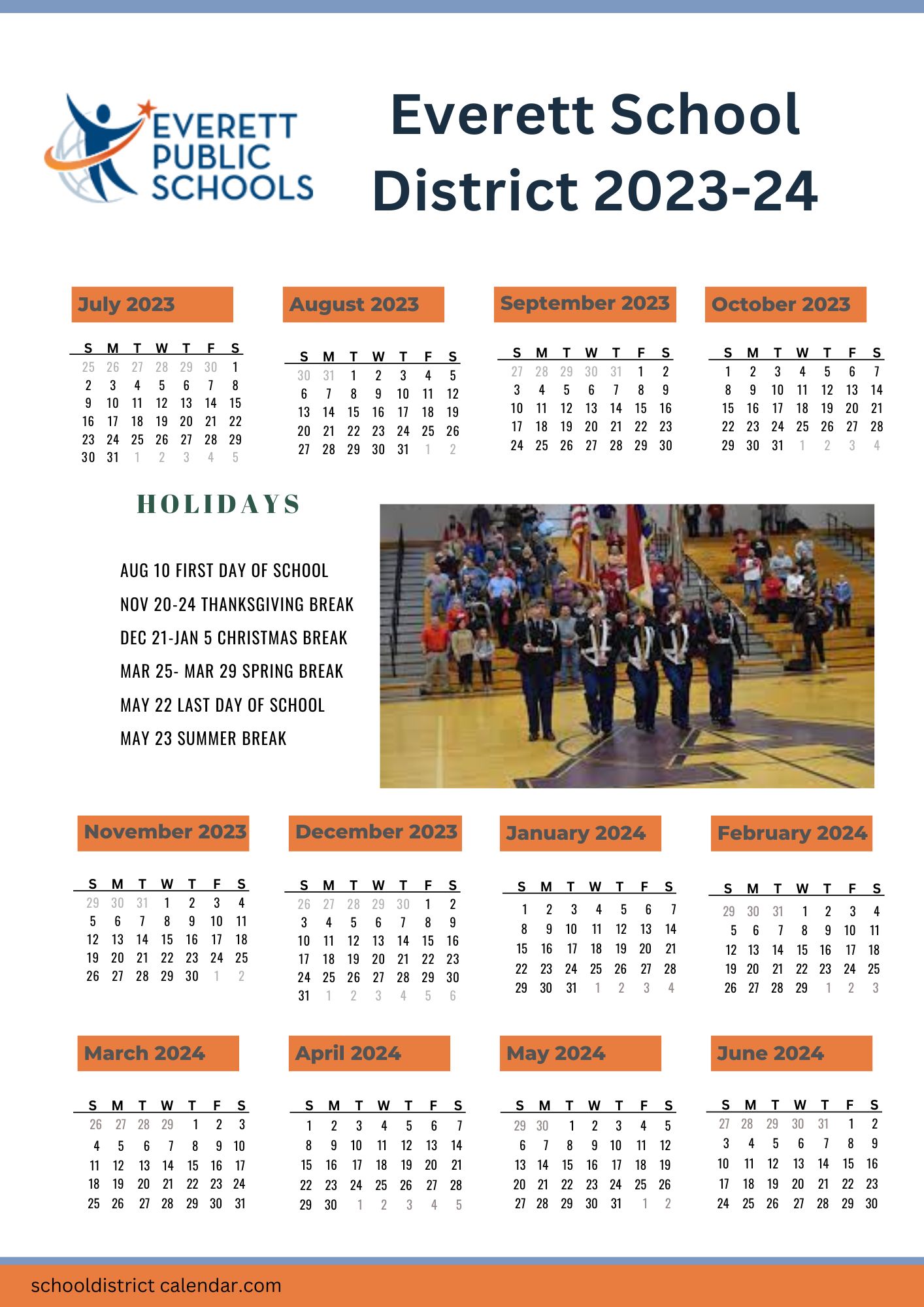 Everett School District Calendar Holidays 20232024