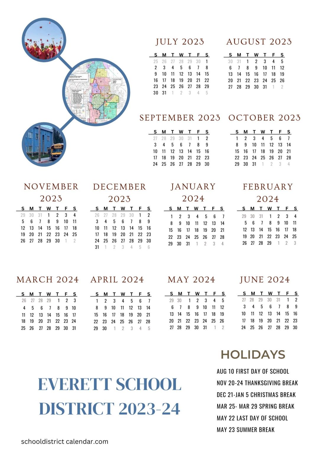 Everett School District Calendar Holidays 2023 2024