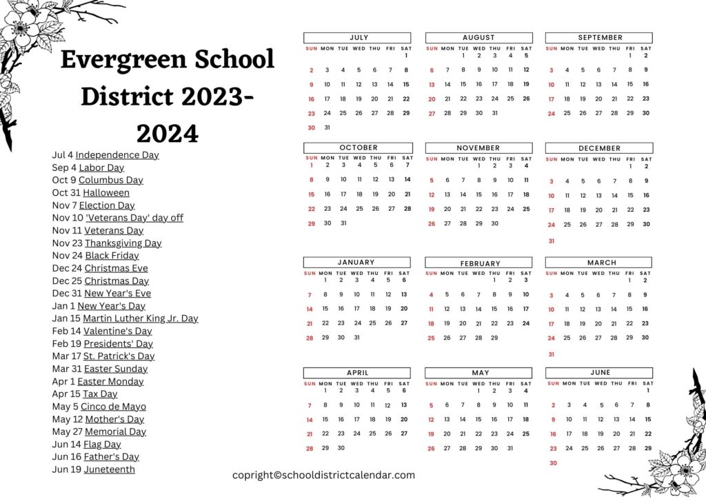 Evergreen Park School District 124 Calendar