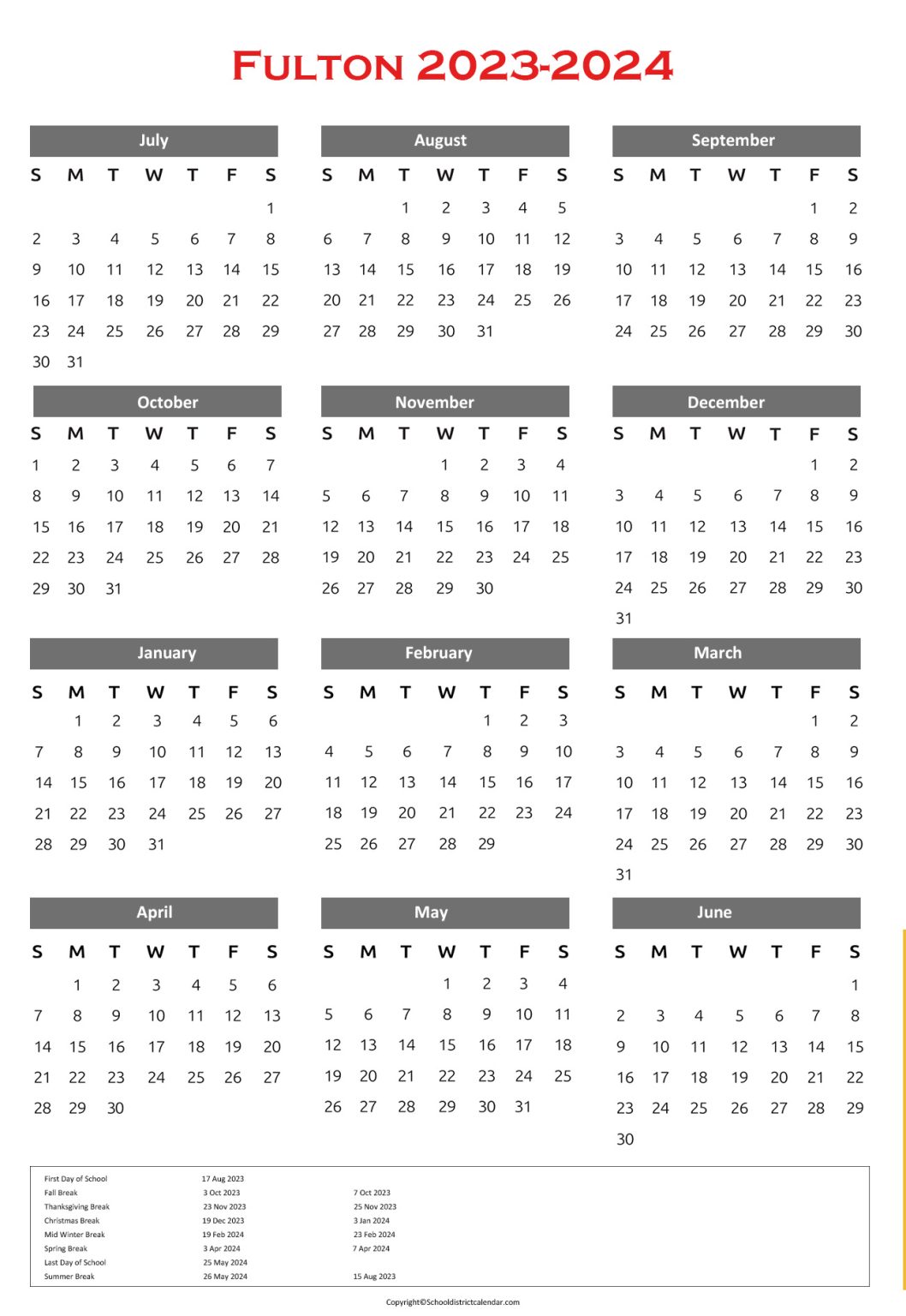 Fulton County Schools Calendar Holidays 20232024