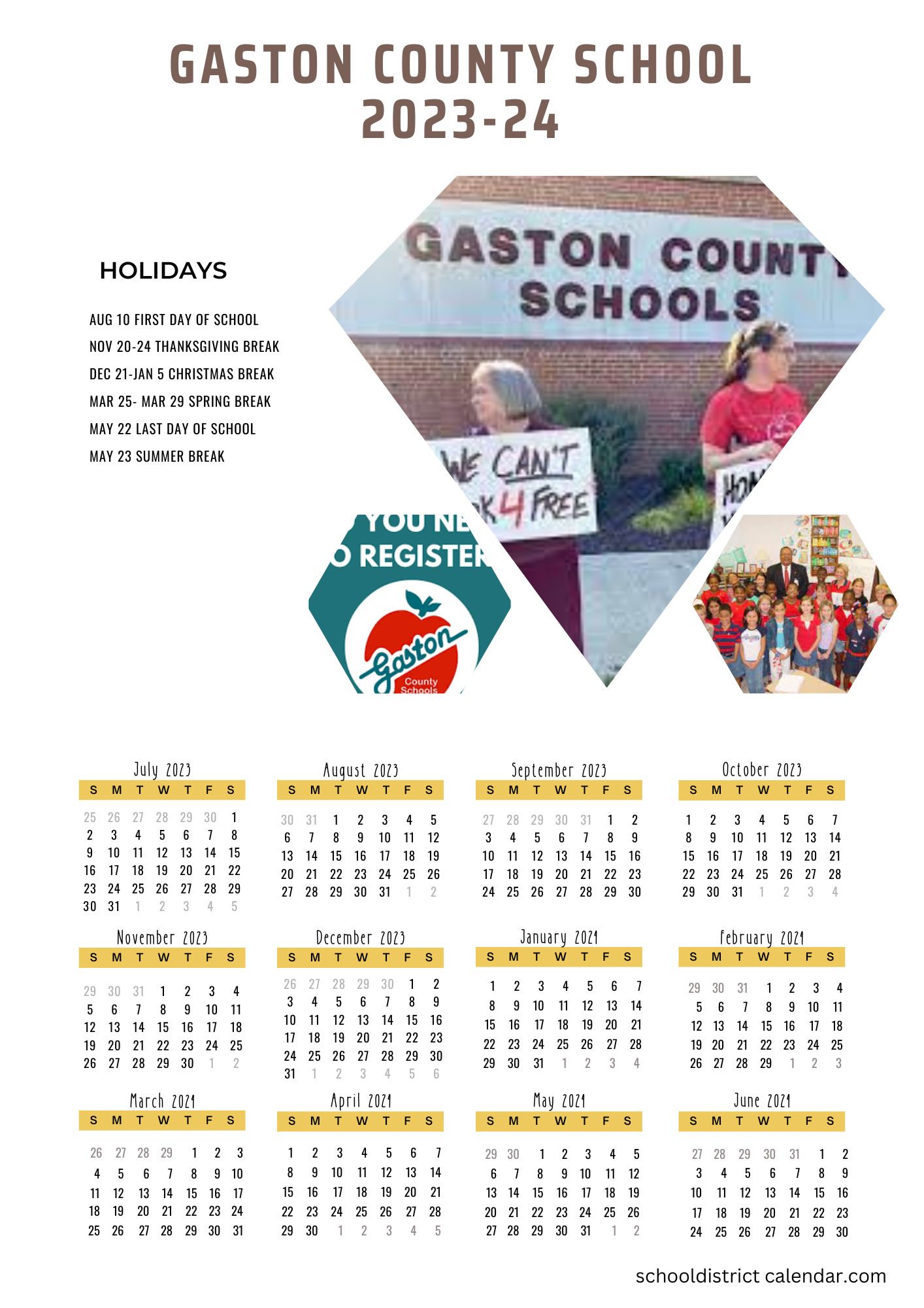 Gaston County Schools District Calendar Holidays 20232024