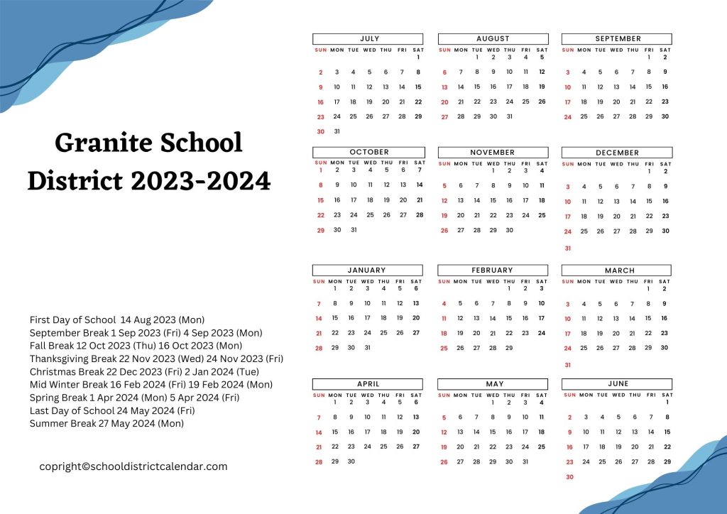 Granite City School District Holiday Calendar