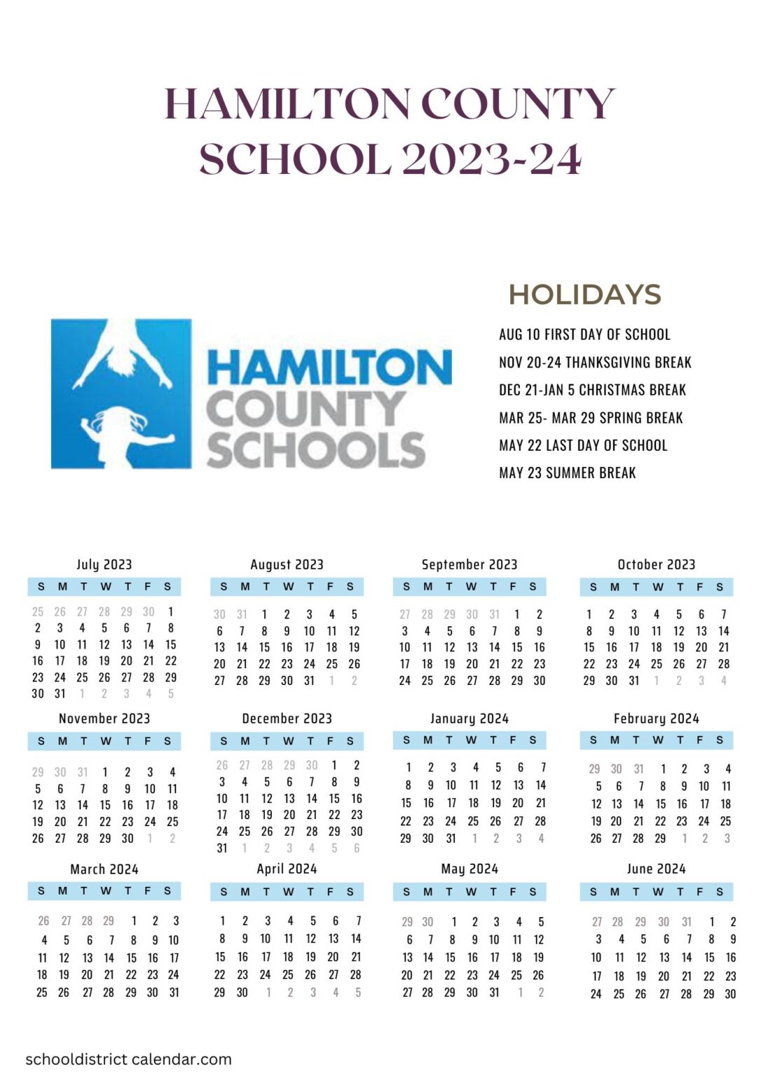 Hamilton County Schools Calendar Holidays 20232024