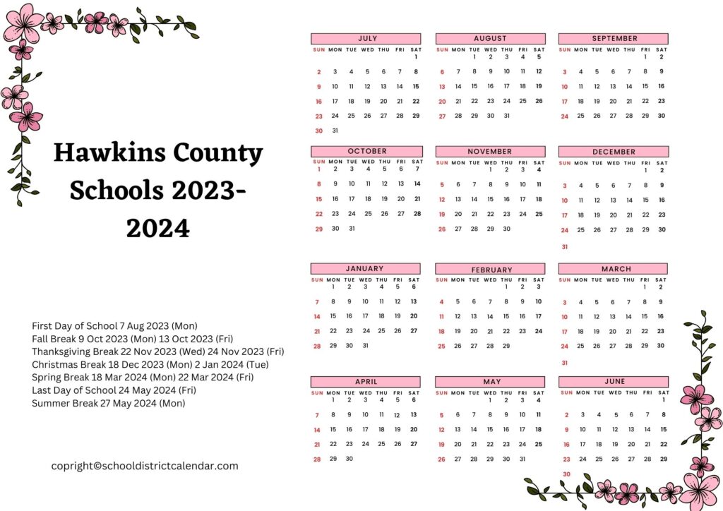 Hawkins County Schools Calendar