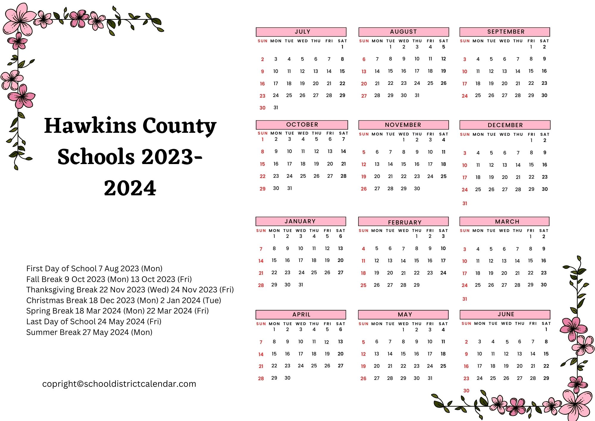 Hawkins County Schools Calendar Holidays 2023 2024