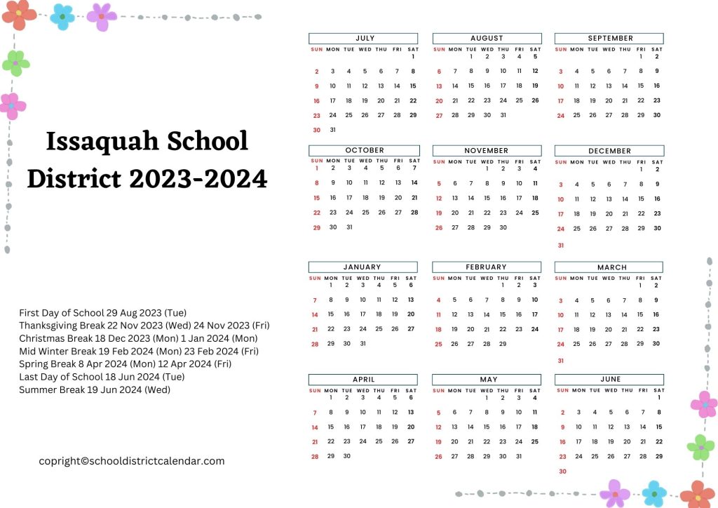 Issaquah County School District 411 calendar