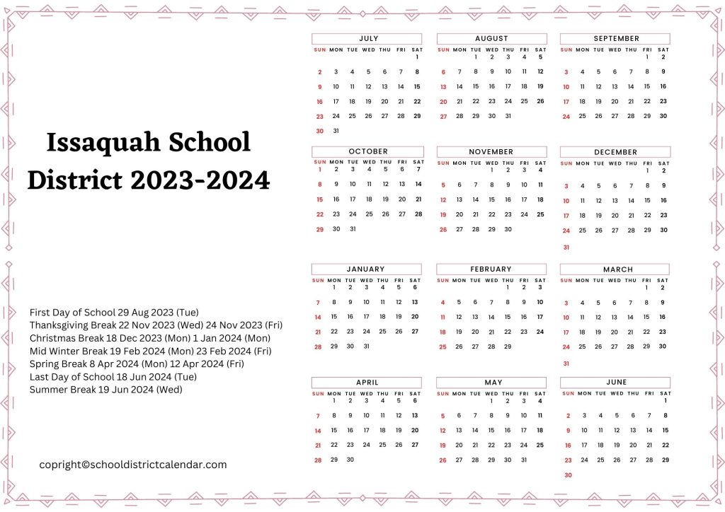 Issaquah School District Calendar