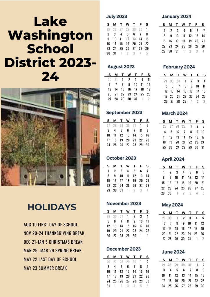 Lake Washington County school district calendar