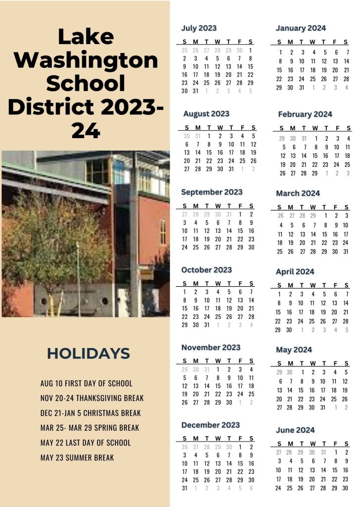 Lake Washington School District Calendar Holidays 2023-2024