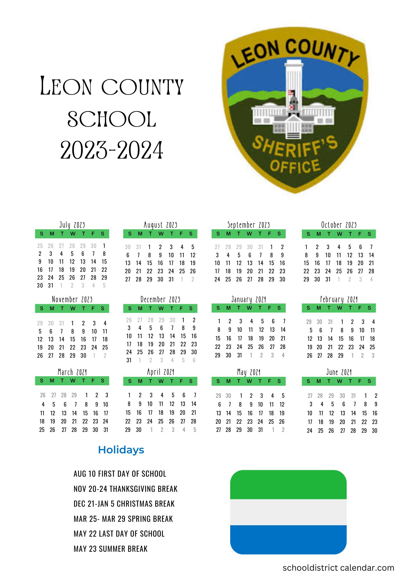 Leon County Schools Calendar Holidays 20232024