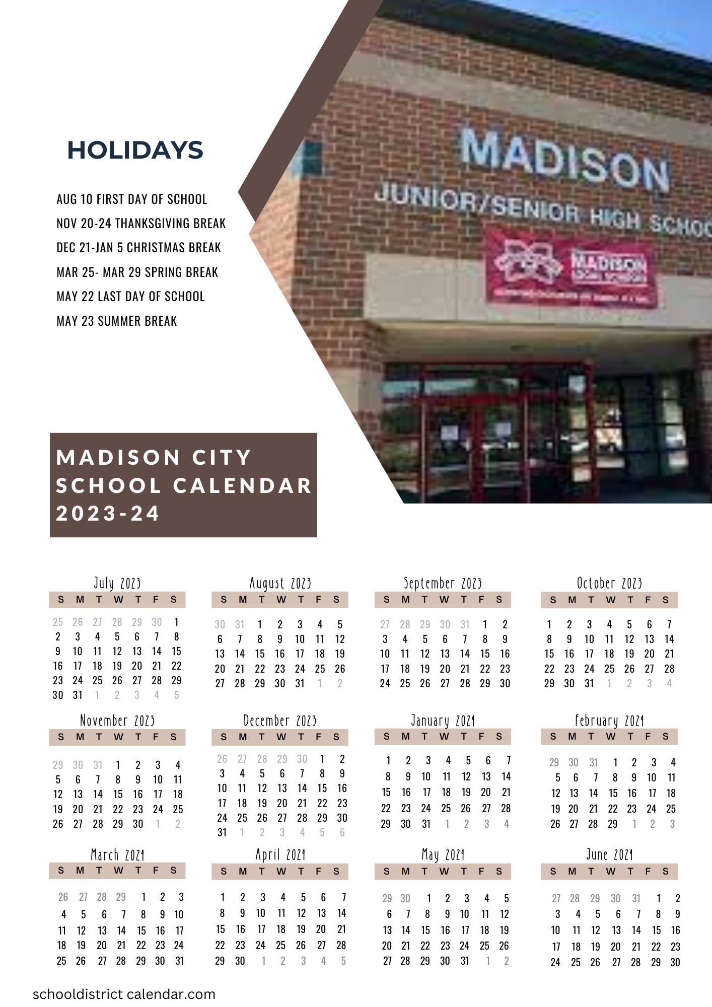 Madison City Schools Calendar Holidays 2023 2024