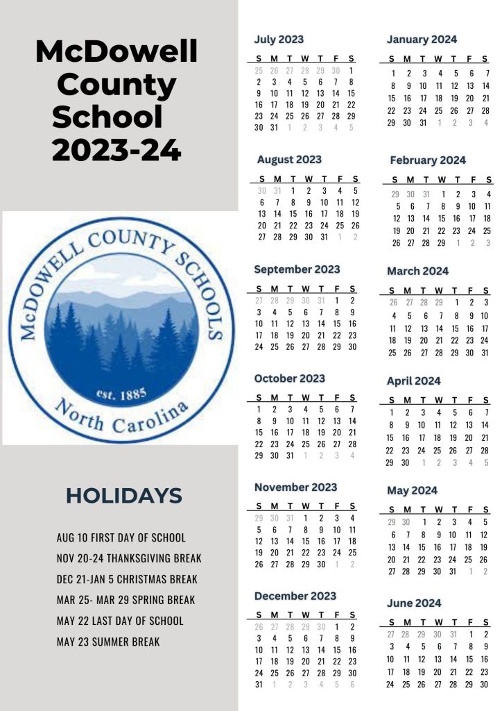 McDowell School District Holiday Calendar