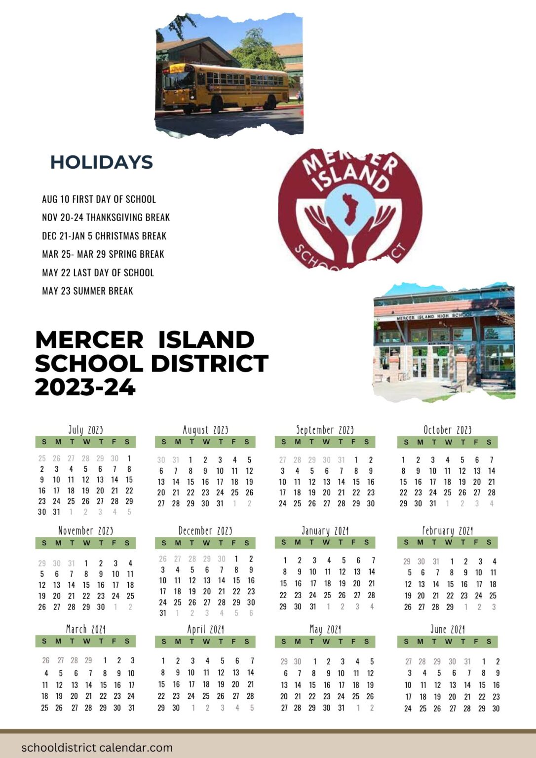 Mercer Island School District Calendar Holidays 2023 2024