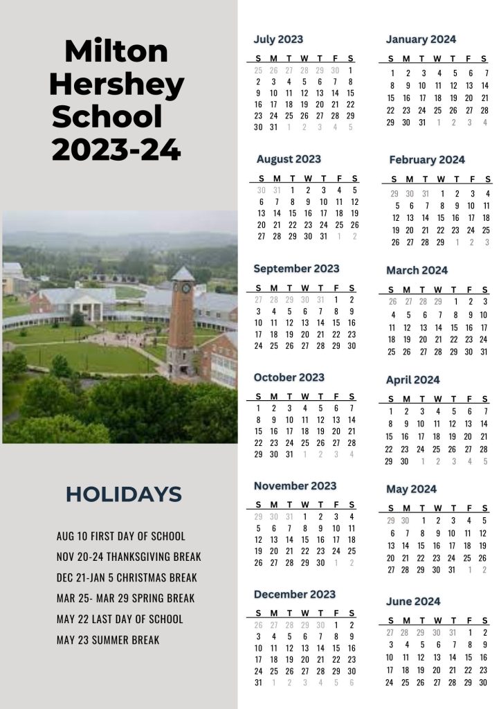 Milton Hershey School District Calendar