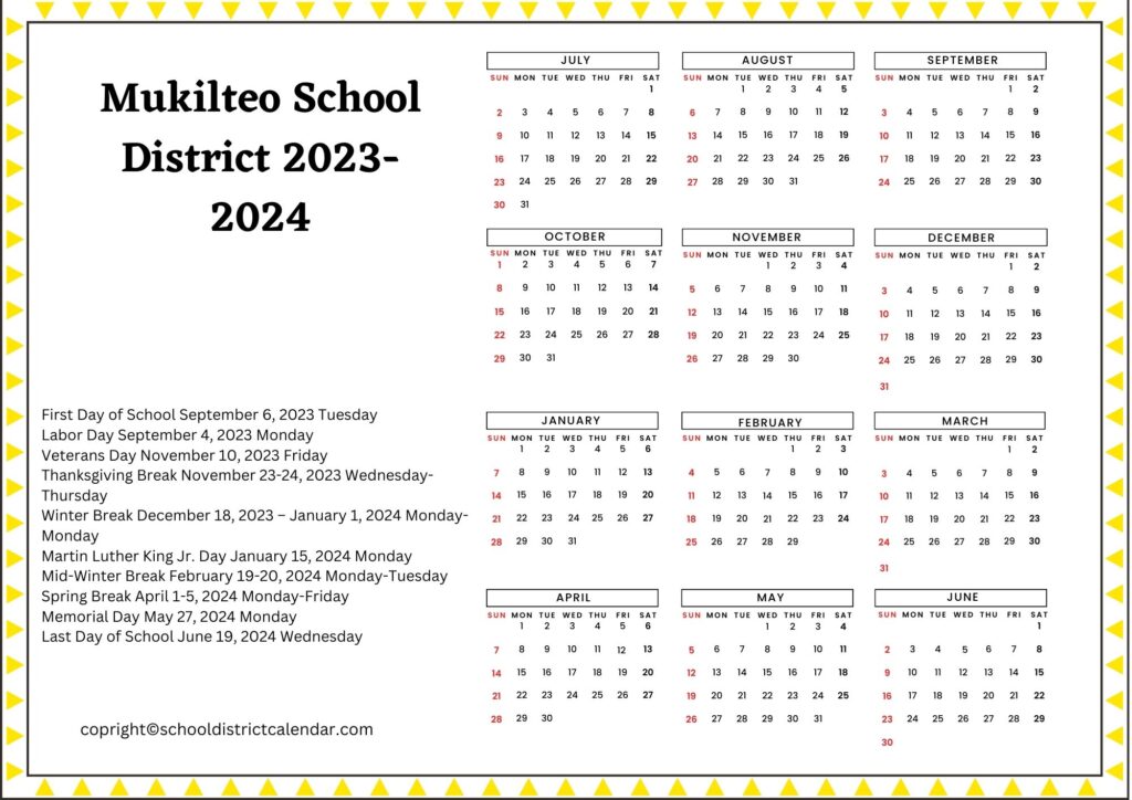 Mukilteo School District Calendar