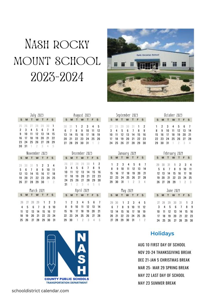 Nash-Rocky Mount County Schools Holiday Calendar