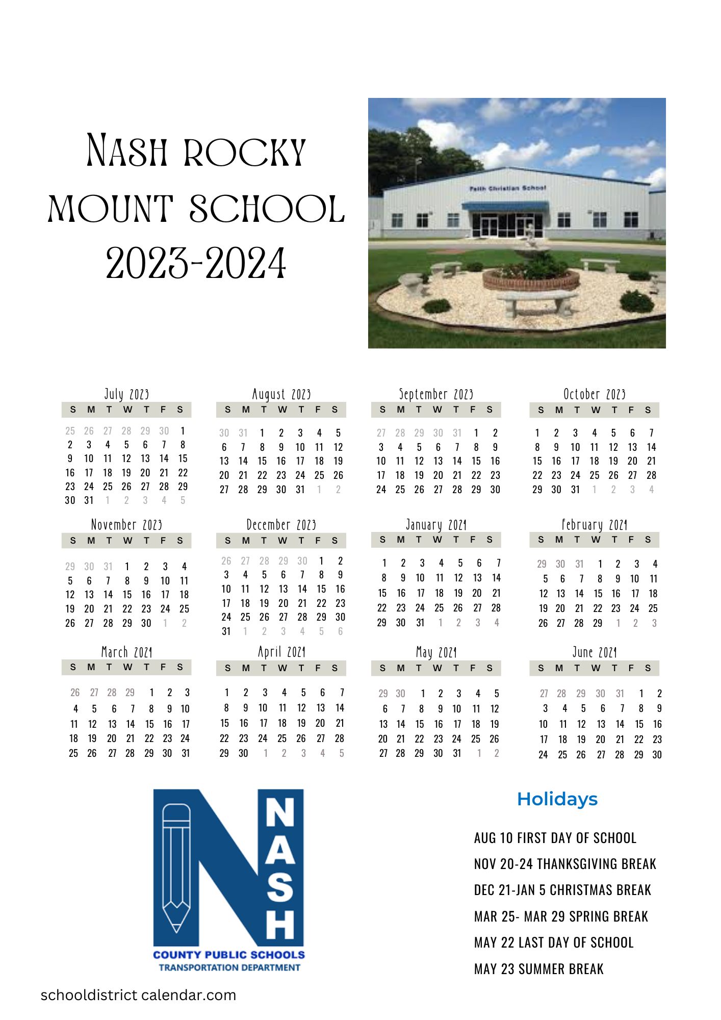 NashRocky Mount Schools Calendar Holidays 20232024