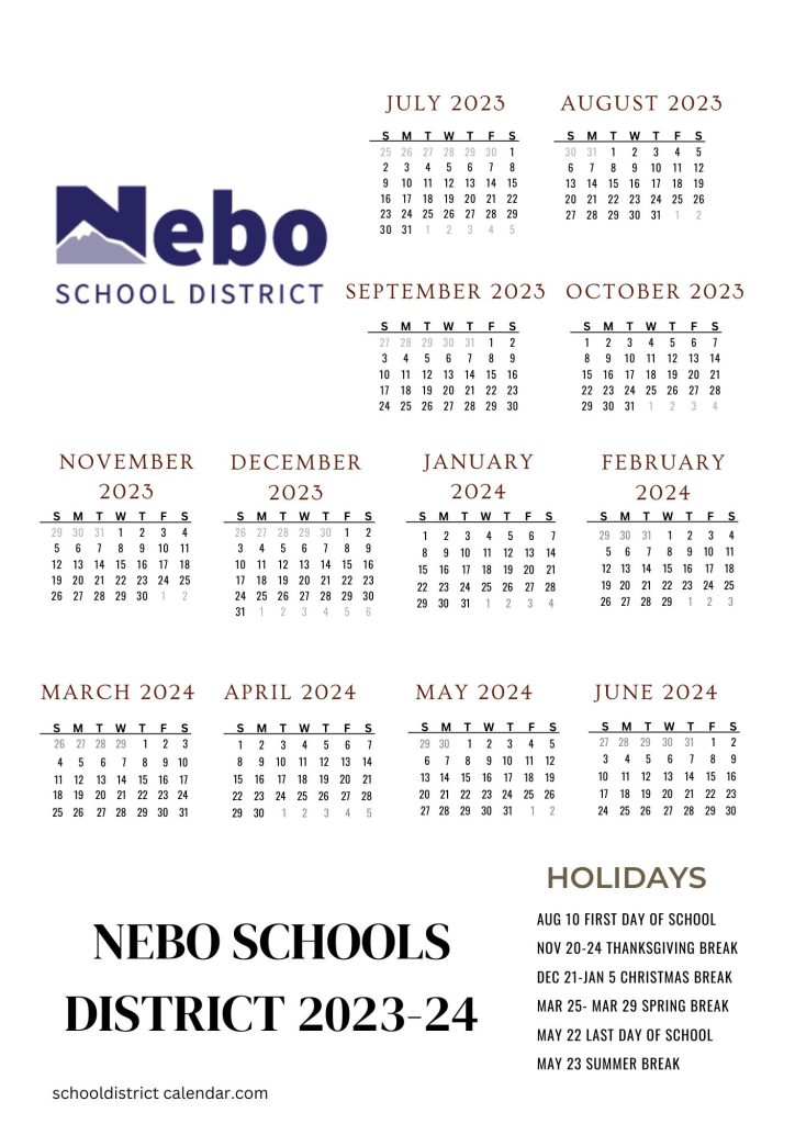 Nebo School District Calendar