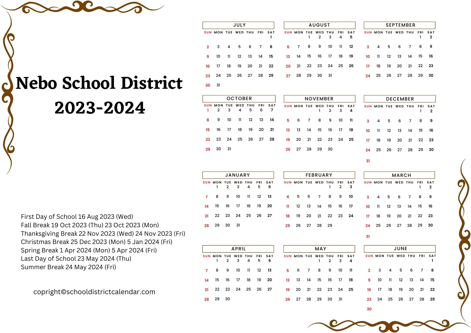 Nebo School District Calendar Holidays 20232024