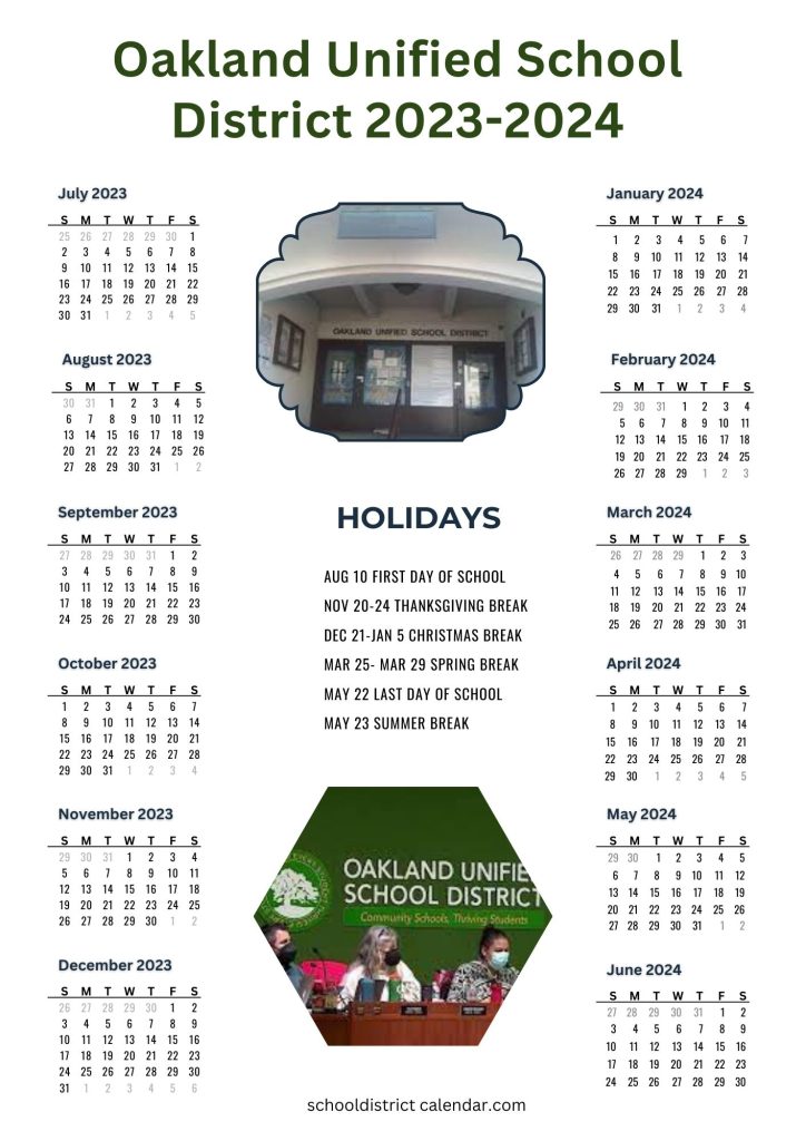 Oakland School District Holiday Calendar