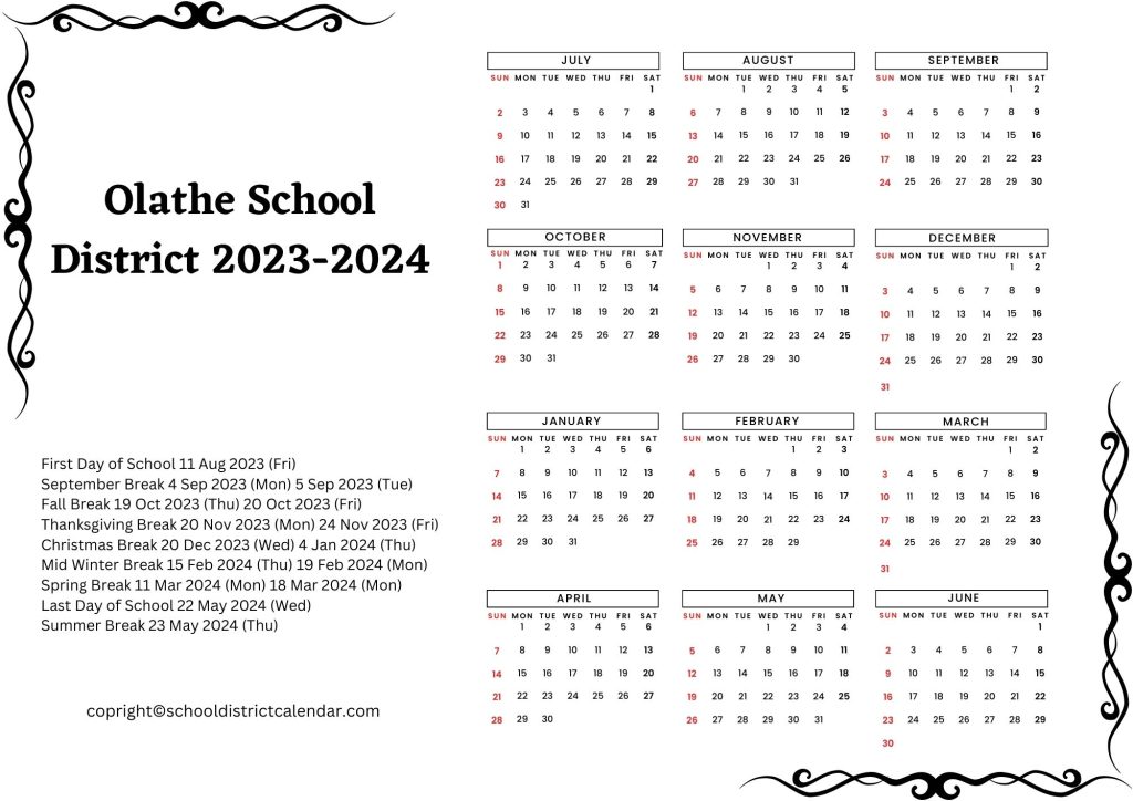 Olathe Public School District Calendar