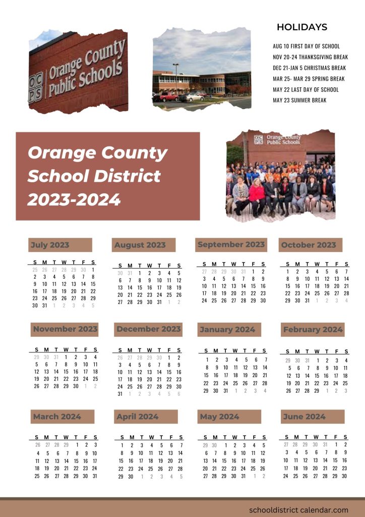 Orange School District Holiday Calendar