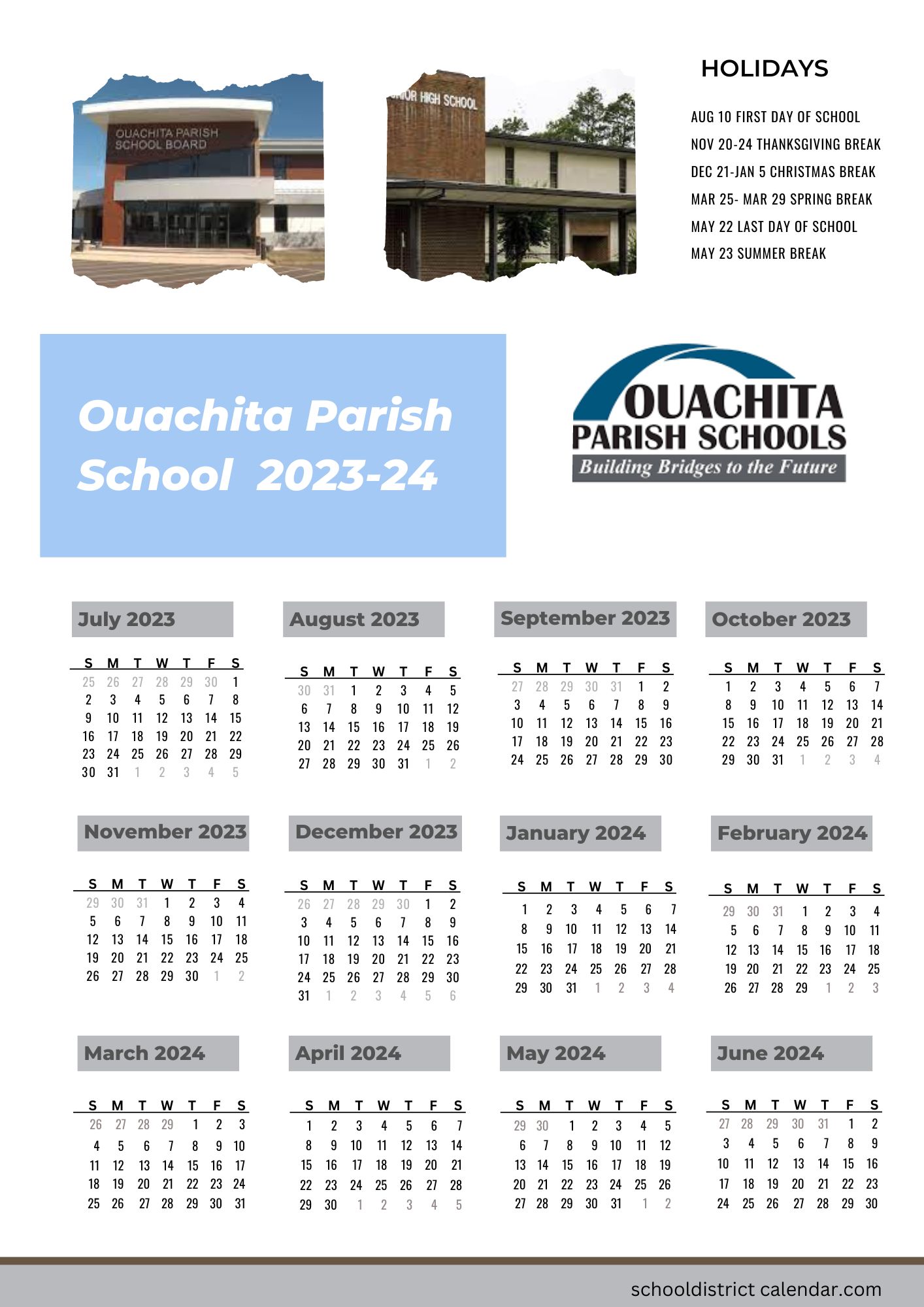 Ouachita Parish School Calendar 20242025 West Monroe Kimmi Madelene