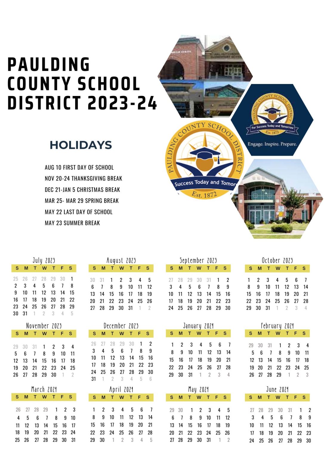 Paulding County School District Calendar Holidays 20232024