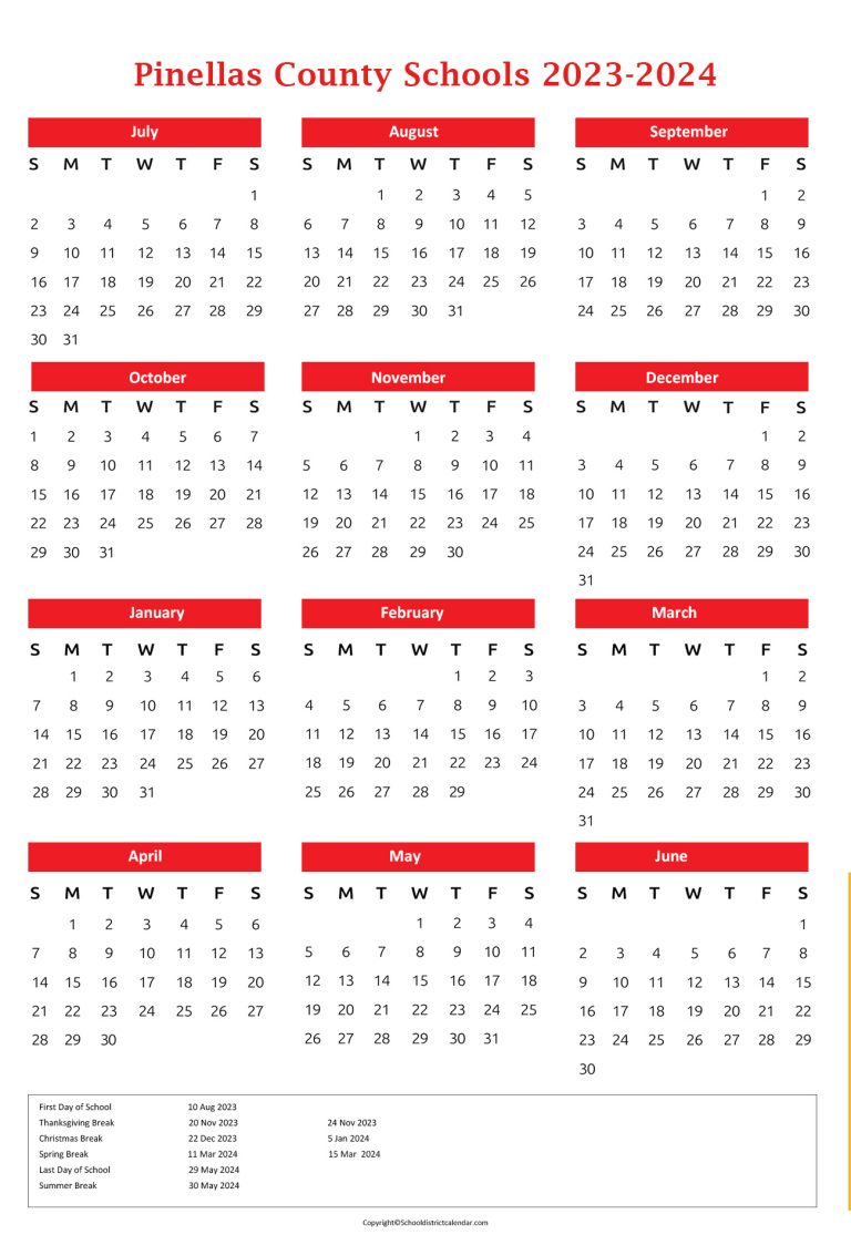 Pinellas County Schools Calendar Holidays 20232024