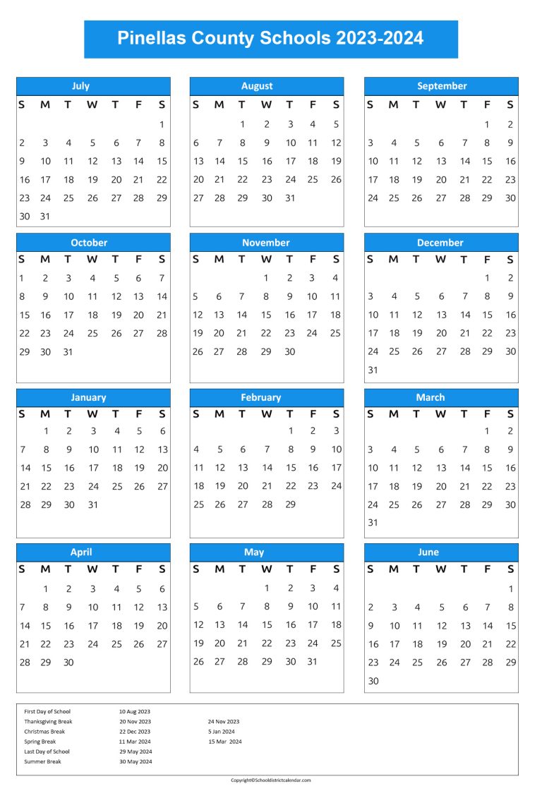 Pinellas County Schools Calendar Holidays 20232024