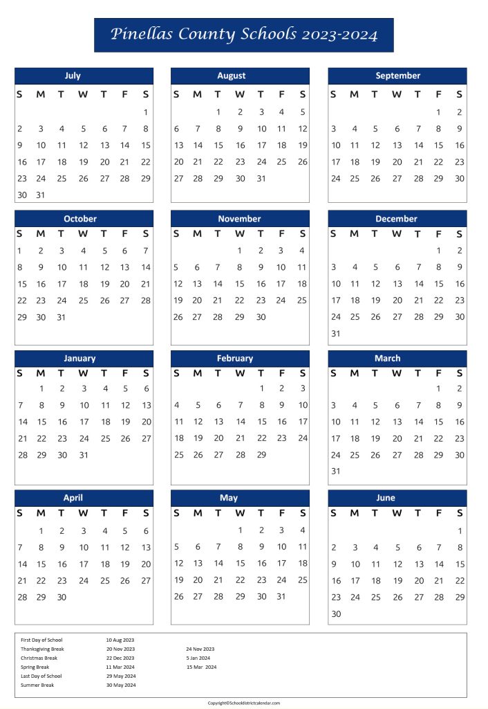 Pinellas County Schools Calendar Holidays 20232024