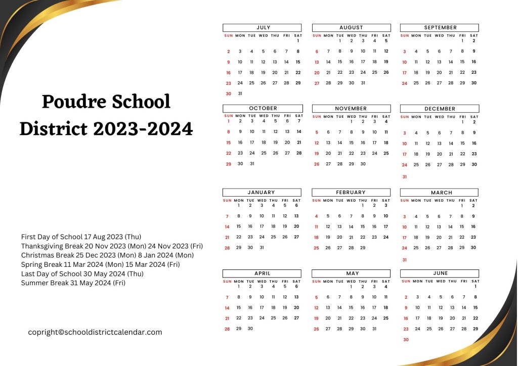 Poudre School District Calendar