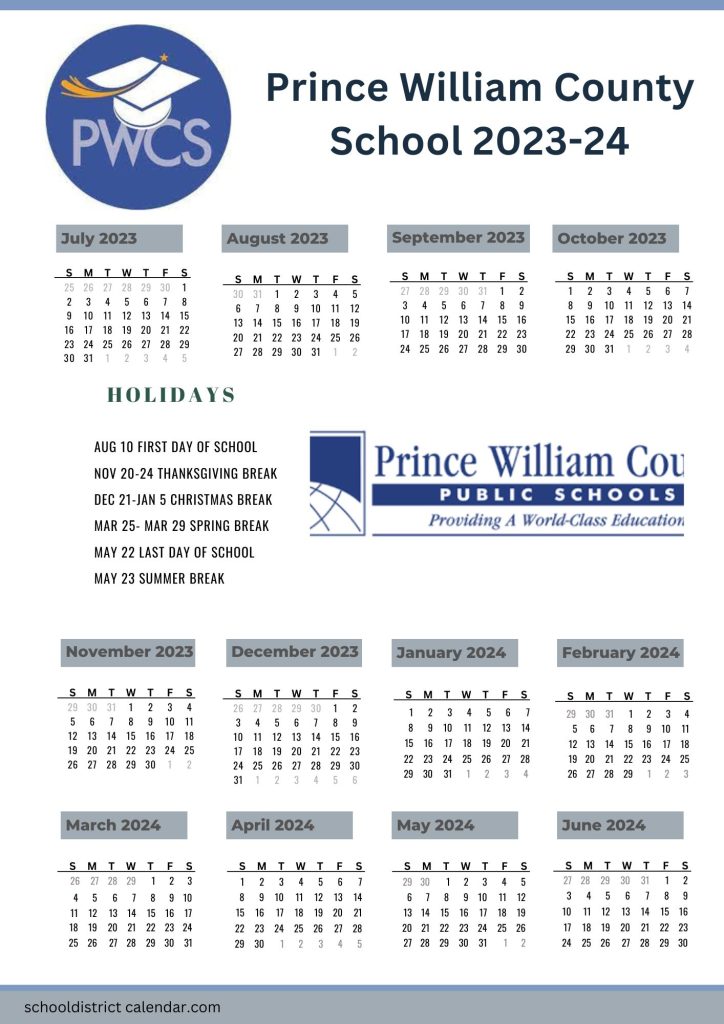 Prince William County School Calendar Holidays 2023 2024