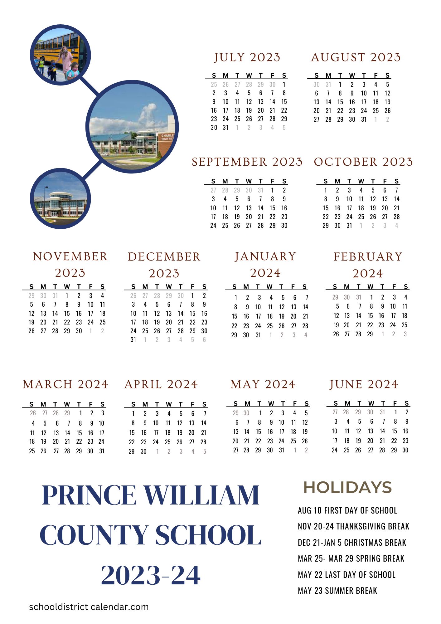 Prince William County School Calendar Holidays 20232024