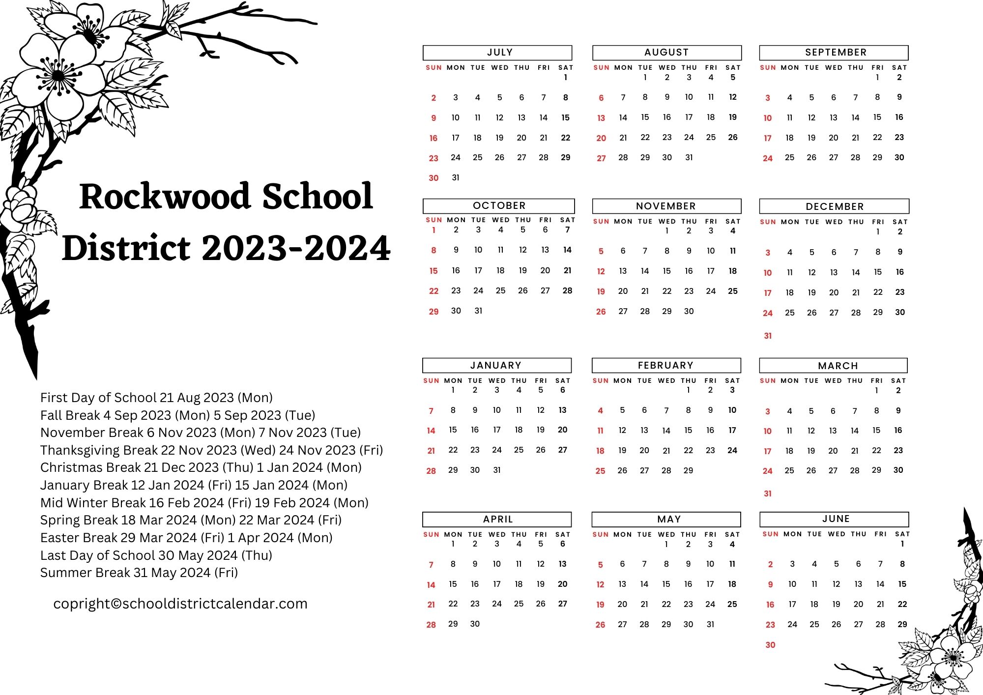 Rockwood School District Calendar Holidays 20232024