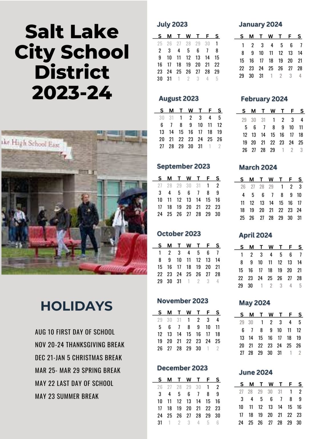 Salt Lake City School District Calendar Holidays 20232024