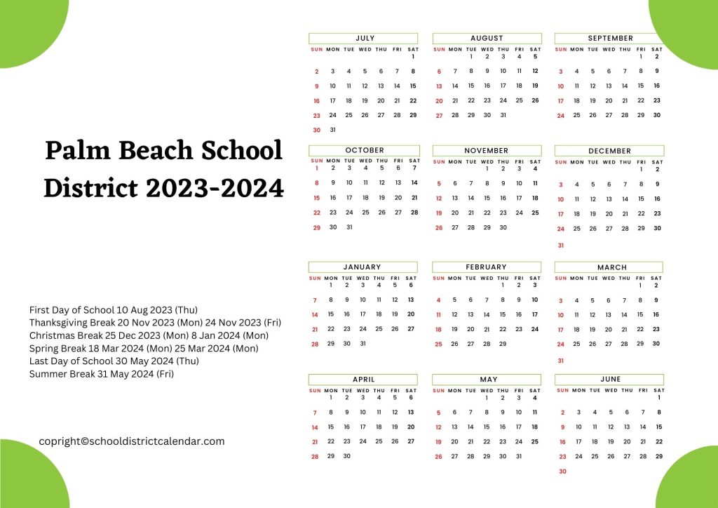 Palm Beach School District Calendar Holidays 20232024