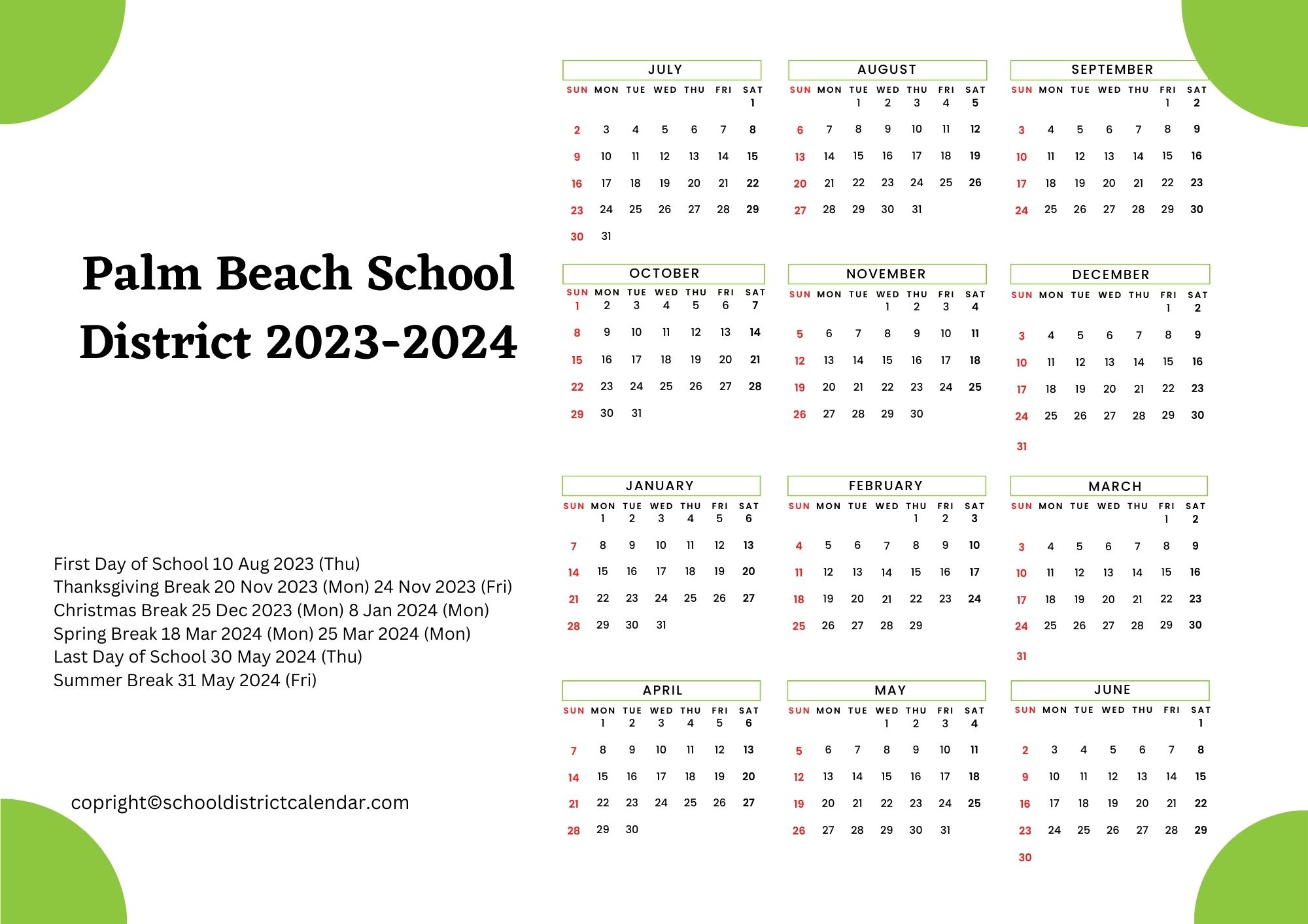 Palm Beach School Calendar 2025