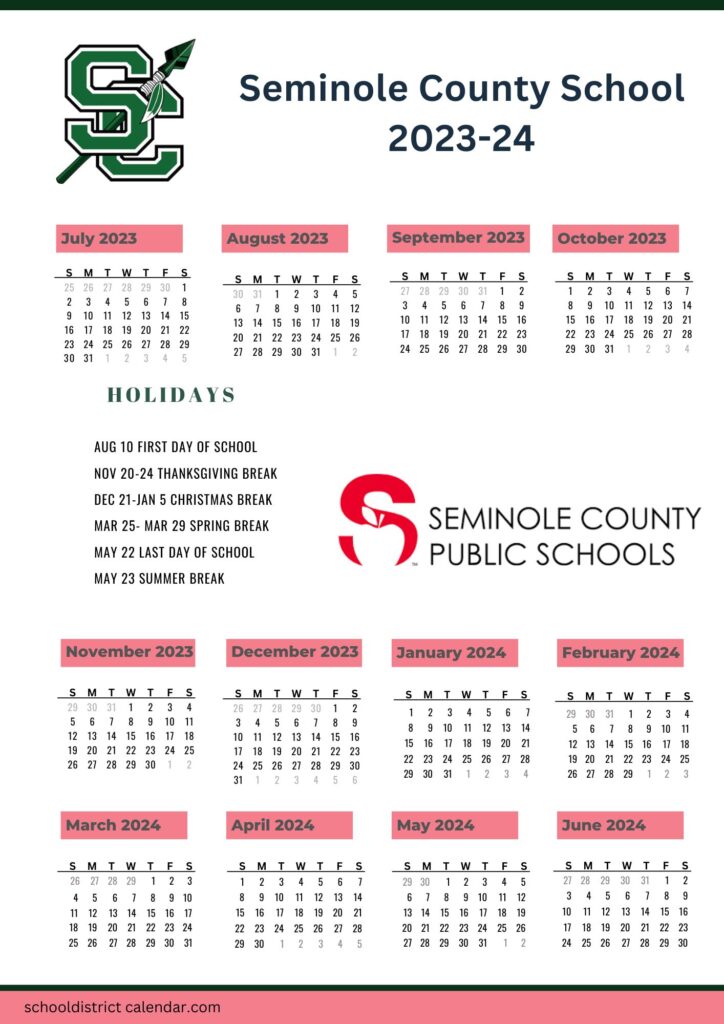 Seminole County School District Calendar