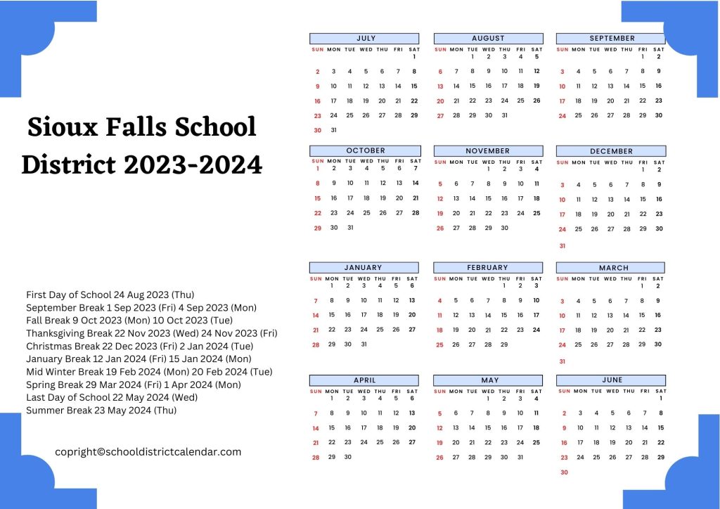 Sioux Falls School District Calendar