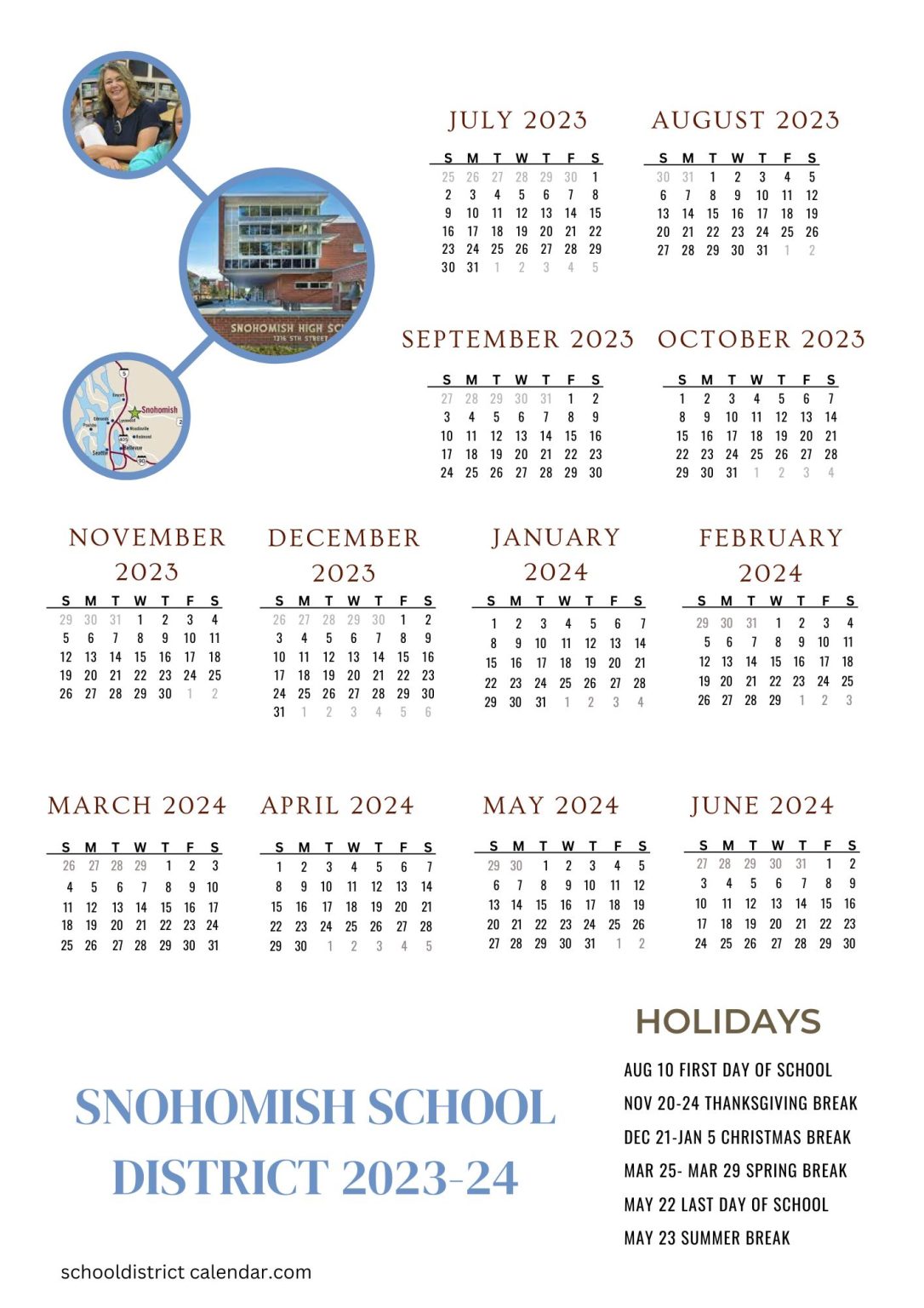 Snohomish School District Calendar Holidays 20232024