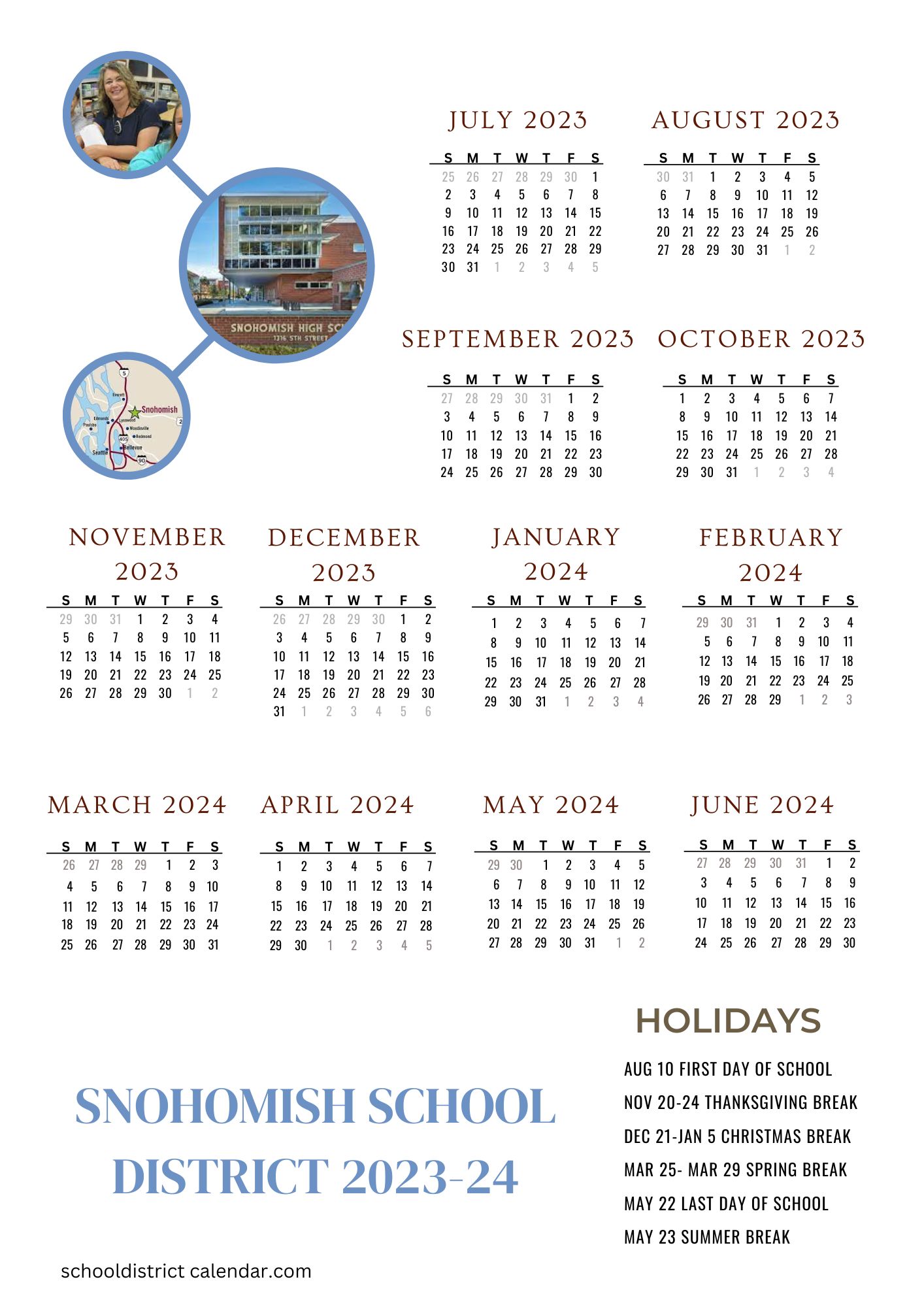 Snohomish School District Calendar Holidays 2023 2024