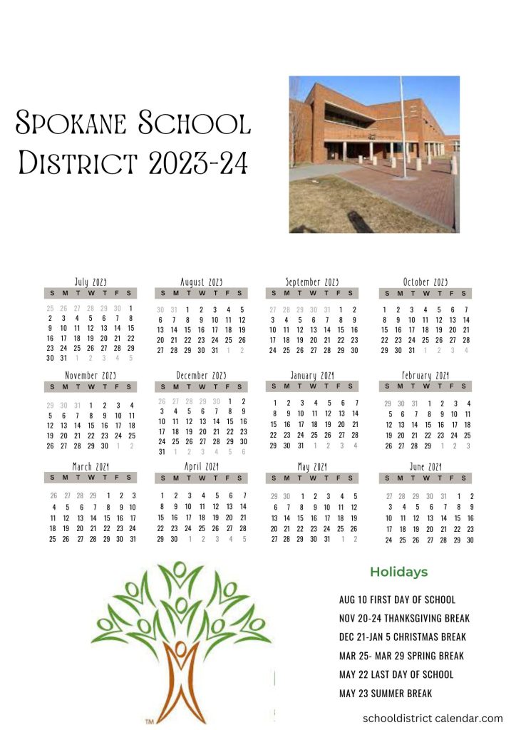 Spokane County school district calendar