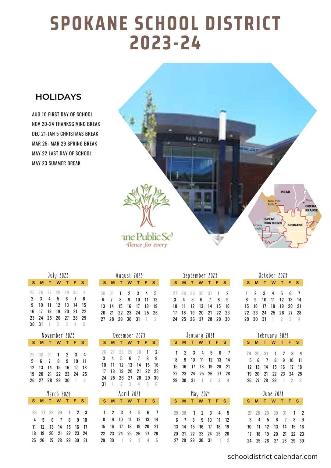 Spokane School District Calendar Holidays 20232024