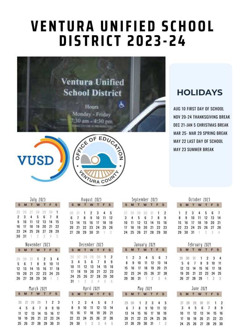 Ventura Unified School District Calendar Holidays 20232024