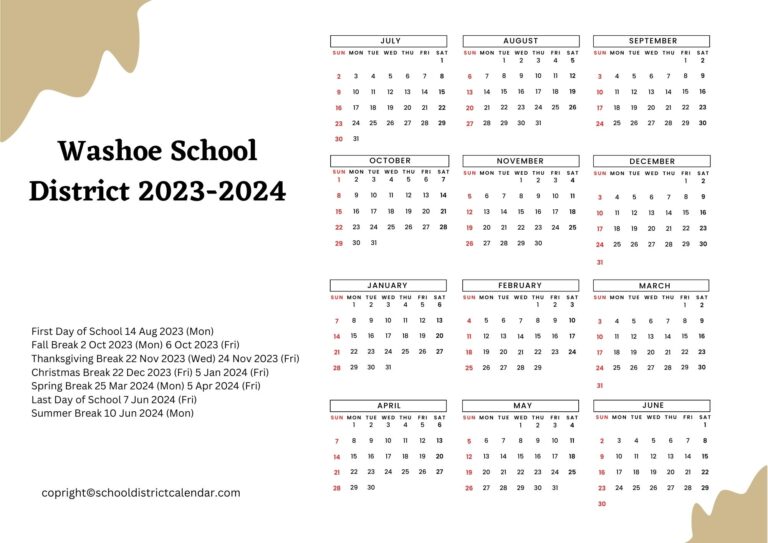 Washoe School District Calendar Holidays 20232024