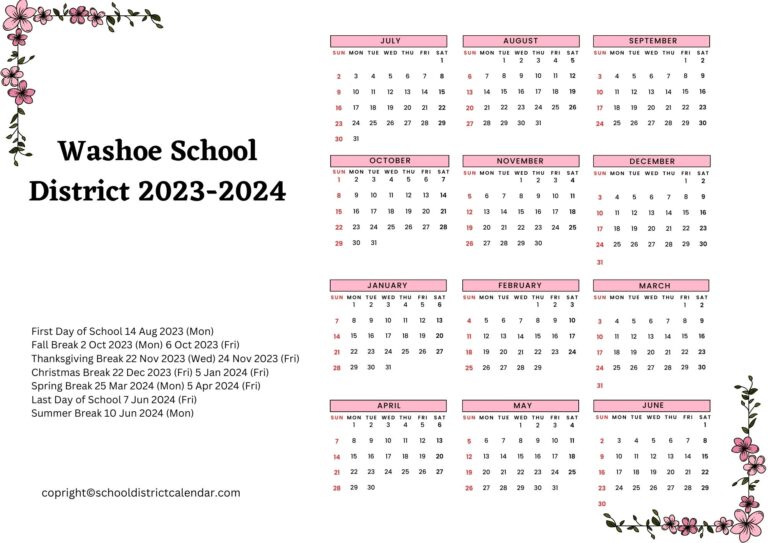 Washoe School District Calendar Holidays 20232024