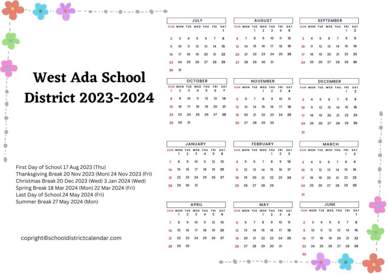 West Ada School District Calendar Holidays 20232024