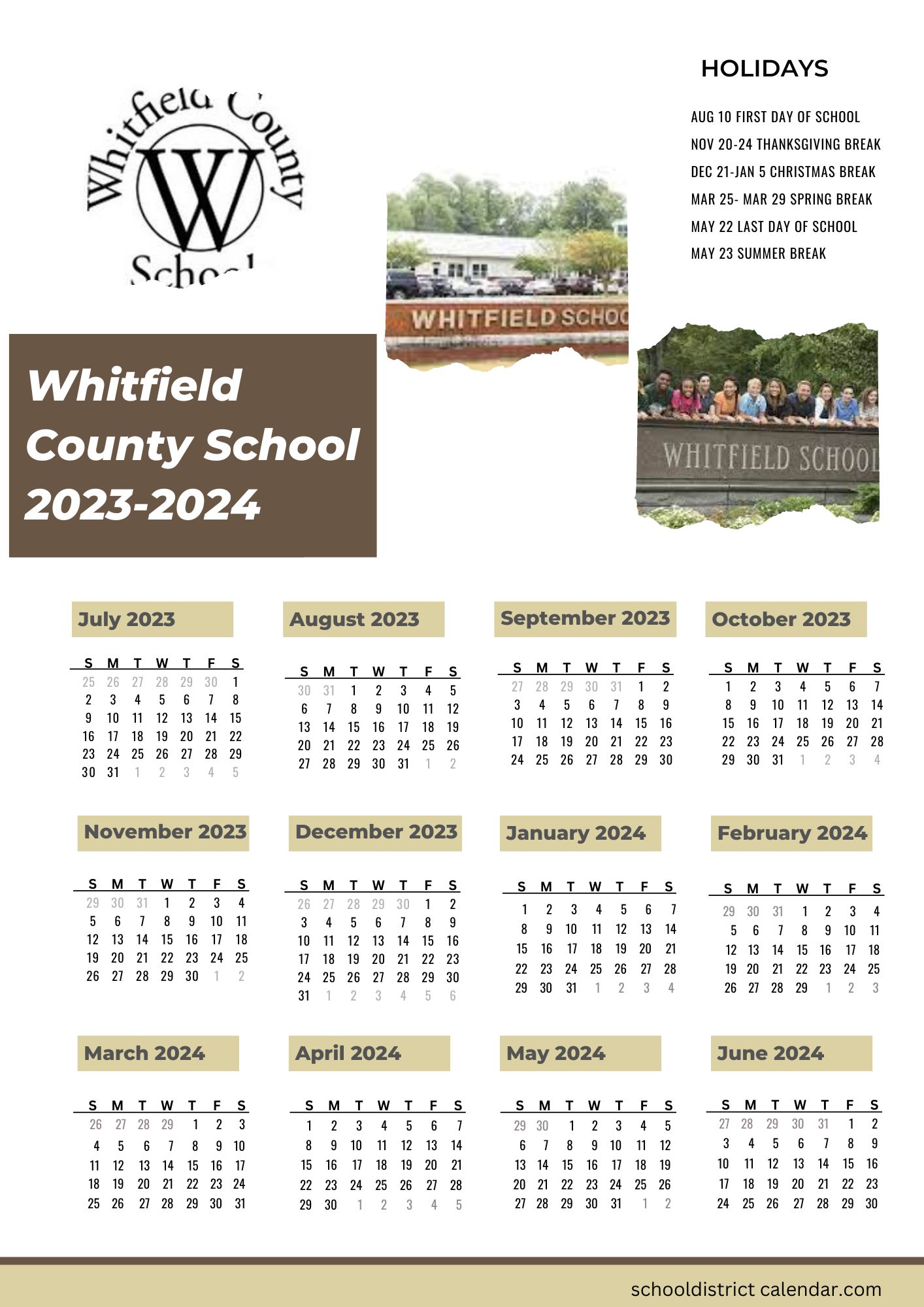 Whitfield County Schools Calendar Holidays 20232024